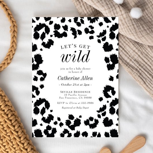 Laten we Wild Leopard Print Baby shower halen Kaart