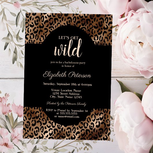 Laten we Wild Leopard Print Bruin Bachelorette Kaart