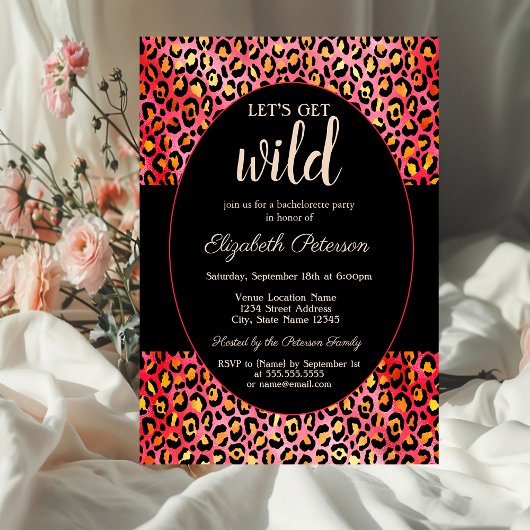 Laten we Wild Leopard Print Red Bachelorette Kaart
