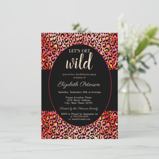 Laten we Wild Leopard Print Red Bachelorette Kaart (Staand voorkant)