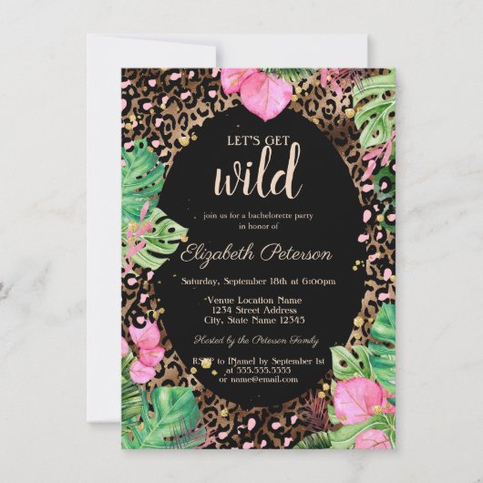 Laten we wild luipaard print tropisch kaart (Voorkant)