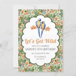 Laten we Wild Macaw Oerwoud Tropical Birthday neme Kaart