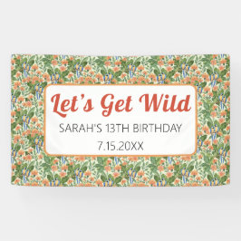 Laten we Wild Macaw Oerwoud Tropical Birthday neme Spandoek