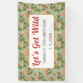 Laten we Wild Macaw Oerwoud Tropical Birthday neme Spandoek (Verticaal)