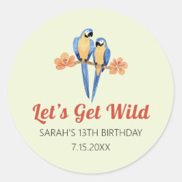 Laten we Wild Macaw Oerwoud Waterverf Ronde Sticker