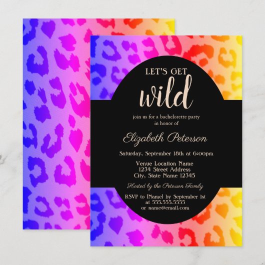 Laten we Wild Ombre Leopard Print Bachelorette kri Kaart (Voorkant / Achterkant)