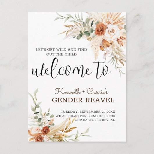 Laten we Wild & Ontdek het kind Gender Reavel Briefkaart (Voorkant)