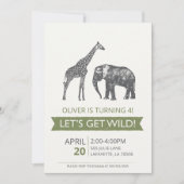 Laten we Wild Safari Birthday Party Invitation hal Kaart (Voorkant)