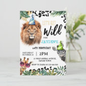 Laten we Wild Safari Dieren Verjaardagsfeest krijg Kaart (Staand voorkant)