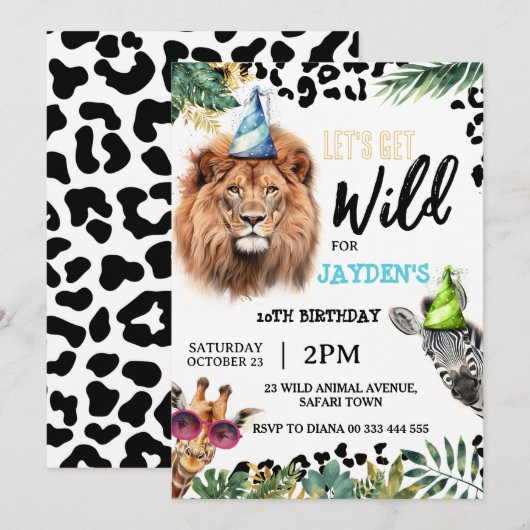 Laten we Wild Safari Dieren Verjaardagsfeest krijg Kaart (Voorkant / Achterkant)
