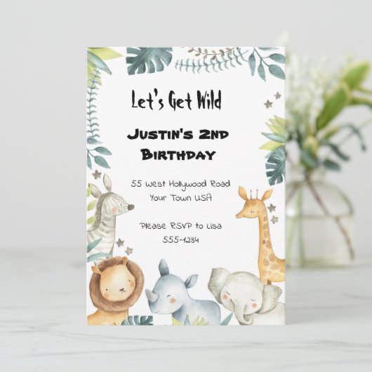 Laten we wild worden! Birthday Uitnodiging (Staand voorkant)