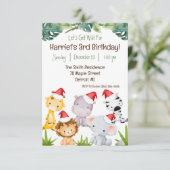 Laten we wild worden! Kerstsafari dieren Verjaarda Kaart (Staand voorkant)