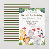 Laten we wild worden! Kerstsafari dieren Verjaarda Kaart (Voorkant / Achterkant)