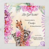 Laten we wild worden! Kinder Oerwoud Party Invitat Kaart (Voorkant / Achterkant)