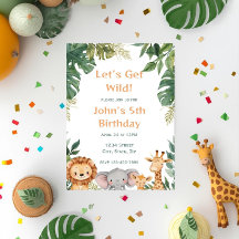Laten we Wild worden Safari Jungle Dieren Verjaard
