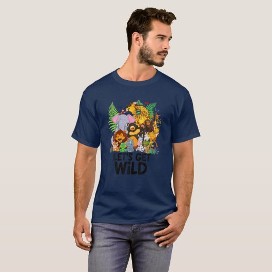 Laten we Wild Zoo Party Animal Oerwoud Animlas Saf T-shirt (Voorkant volledig)