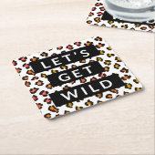 Laten we Wilde Cheetah Bachelorette Party Square P Kartonnen Onderzetters (Schuin)