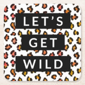 Laten we Wilde Cheetah Bachelorette Party Square P Kartonnen Onderzetters (Voorkant)