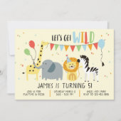 Laten we Wilde Dieren van Birthday uitnodigen Kaart (Voorkant)