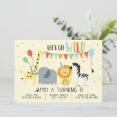Laten we Wilde Dieren van Birthday uitnodigen Kaart (Staand voorkant)