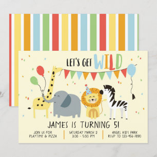 Laten we Wilde Dieren van Birthday uitnodigen Kaart