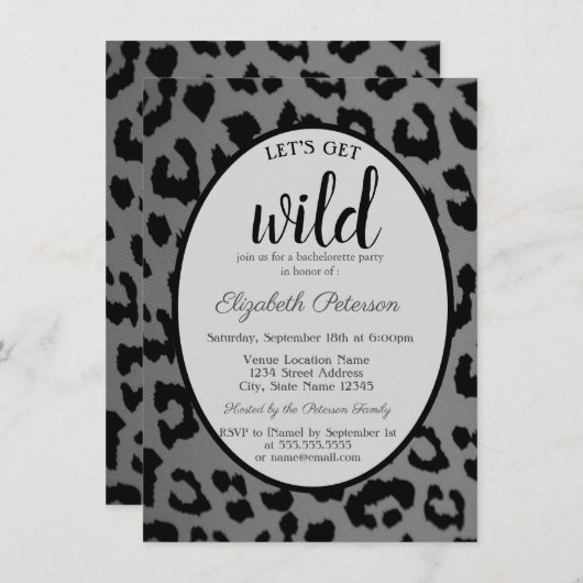 Laten we Wilde, Grey Leopard Print Bachelorette ha Kaart (Voorkant / Achterkant)