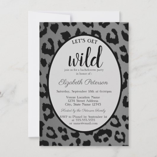 Laten we Wilde, Grey Leopard Print Bachelorette ha Kaart (Voorkant)
