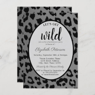 Laten we Wilde, Grey Leopard Print Bachelorette ha Kaart