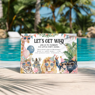 Laten we Wilde Jungle Dieren Verjaardag Vieren Kaart