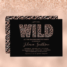 Laten we Wilde Roos Gold Leopard Bachelorette Invi