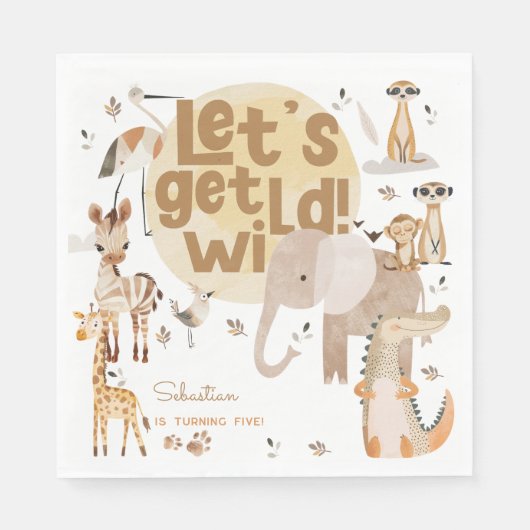 Laten we wilde safari dieren kinderen verjaardag servet (Voorkant)