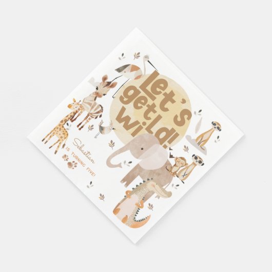 Laten we wilde safari dieren kinderen verjaardag servet (Hoek)