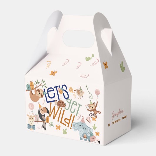 Laten we wilde safari dieren kinderen verjaardagsf bedankdoosjes (Voorkant Zijde)
