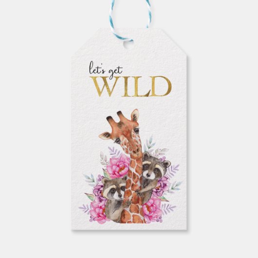 Laten we wilde safari dieren kinderen verjaardagsf cadeaulabel (Achterkant)