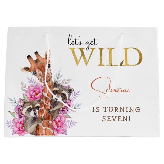 Laten we wilde safari dieren kinderen verjaardagsf groot cadeauzakje (Voorkant)