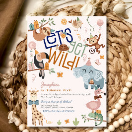 Laten we wilde safari dieren kinderen verjaardagsf kaart