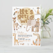 Laten we wilde safari dieren kinderen verjaardagsf kaart (Staand voorkant)