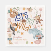 Laten we wilde safari dieren kinderen verjaardagsf servet (Voorkant)