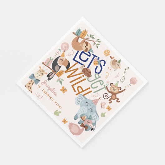 Laten we wilde safari dieren kinderen verjaardagsf servet (Hoek)