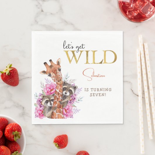 Laten we wilde safari dieren kinderen verjaardagsf servet (Insitu)