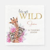 Laten we wilde safari dieren kinderen verjaardagsf servet (Voorkant)