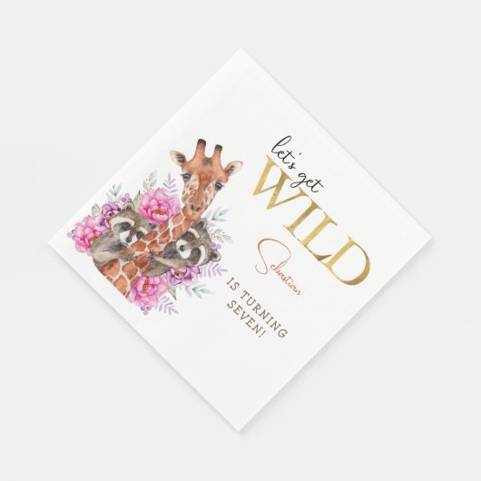 Laten we wilde safari dieren kinderen verjaardagsf servet (Hoek)