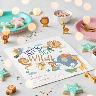 Laten we wilde safari dieren kinderen verjaardagsf servet