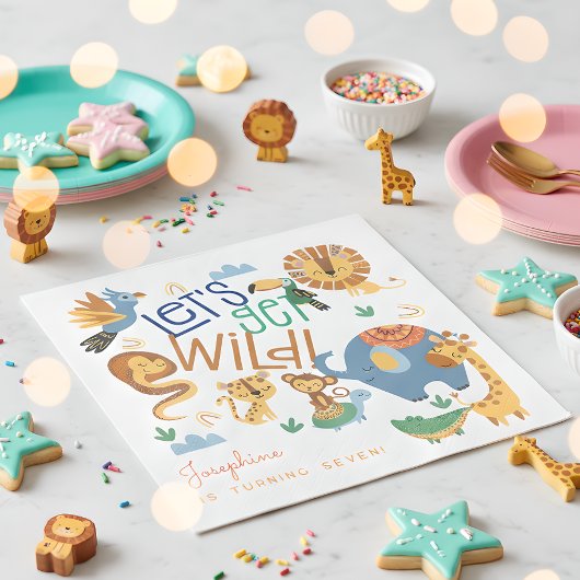 Laten we wilde safari dieren kinderen verjaardagsf servet