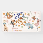 Laten we wilde safari dieren kinderen verjaardagsf spandoek (Horizontaal)