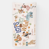 Laten we wilde safari dieren kinderen verjaardagsf spandoek (Verticaal)