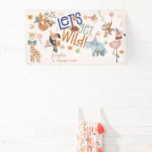 Laten we wilde safari dieren kinderen verjaardagsf spandoek (Insitu)