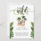 Laten we wilde safari dieren leuk verjaardagsfeest kaart (Voorkant)