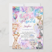 Laten we wilde safaridieren op een verjaardagsfees kaart (Voorkant)