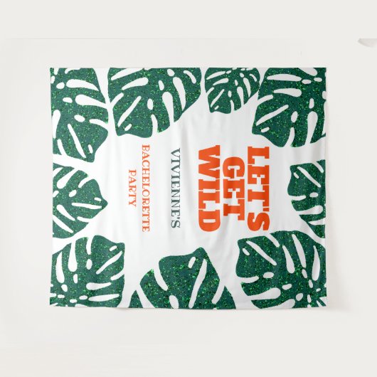 Laten we Wilde Tropische Bachelorette Party halen Wandkleed (Voorkant (horizontaal))